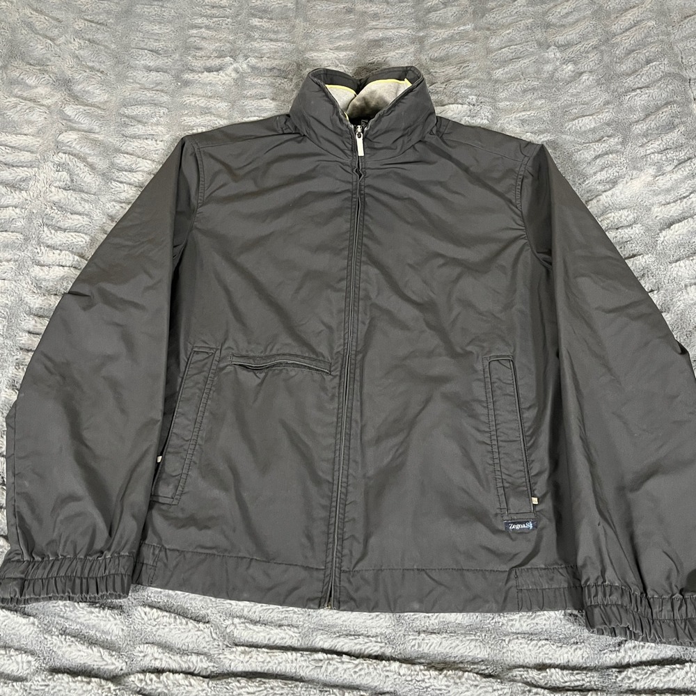 Zegna Sport Mens Charcoal Gray Full Zip Windbreaker Jacket Made in Italy XL